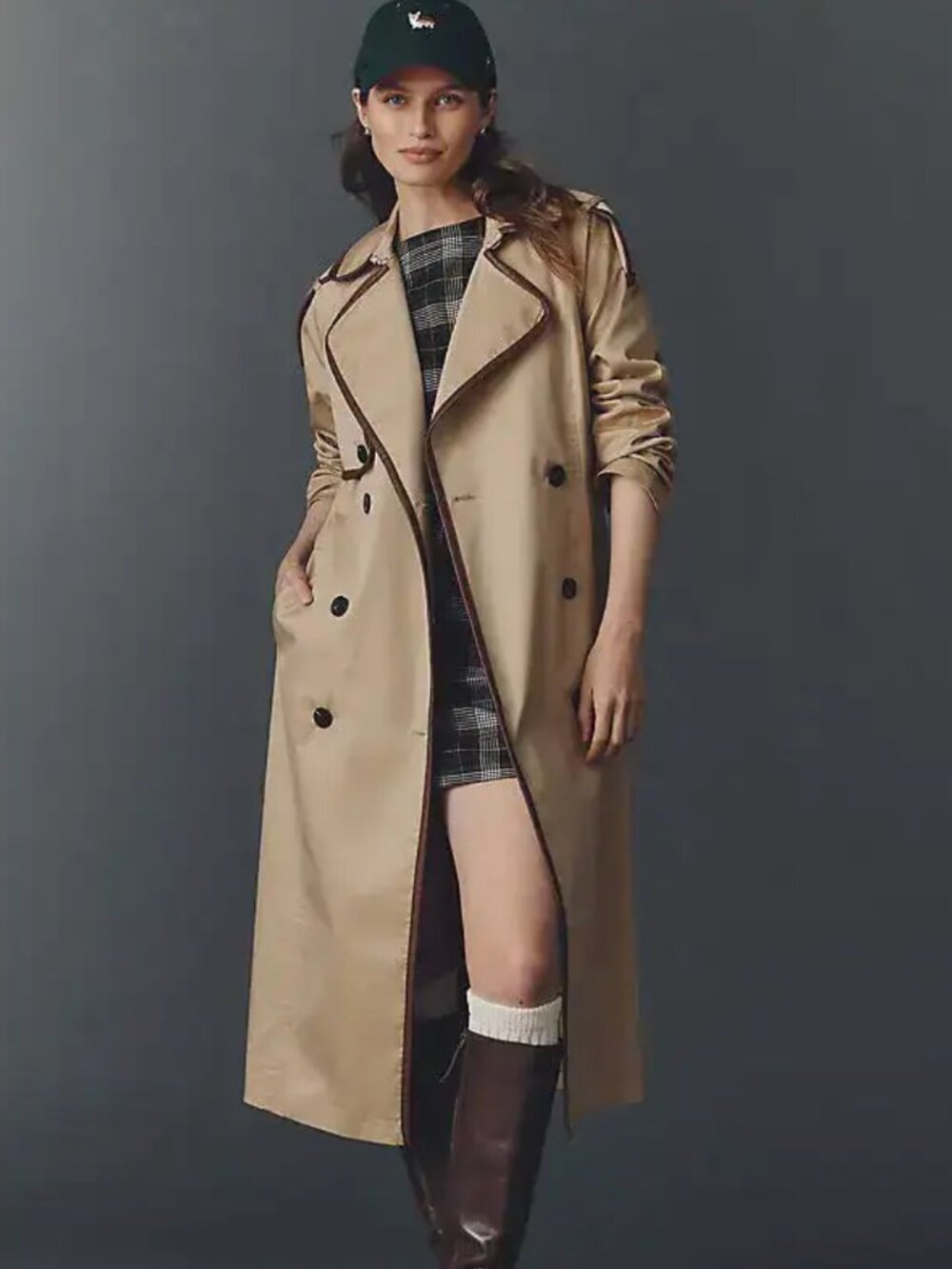 Avec Les Filles Beige Double-Breasted Trench Coat
